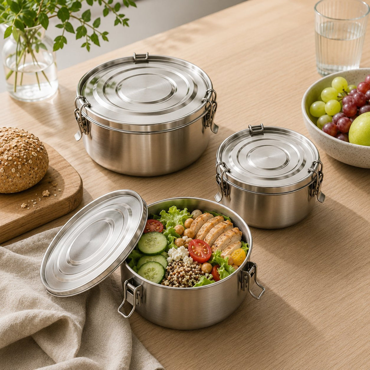 RVS Lunchbox rond– Set van 3 - My Green Deal