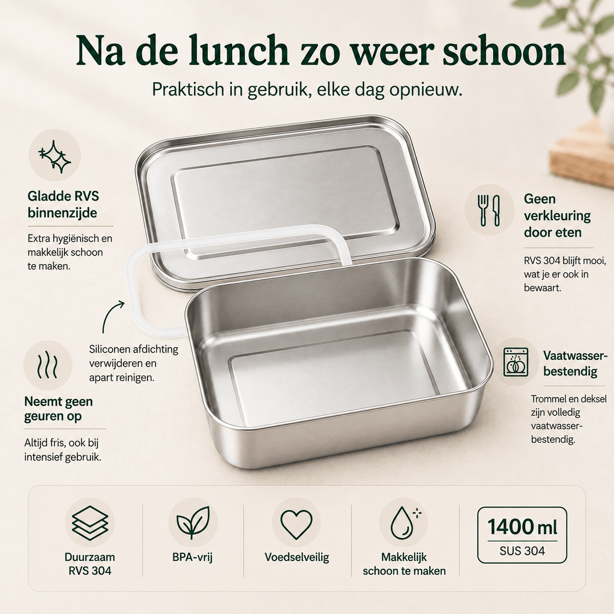 RVS Lunchbox 1400ml - My Green Deal