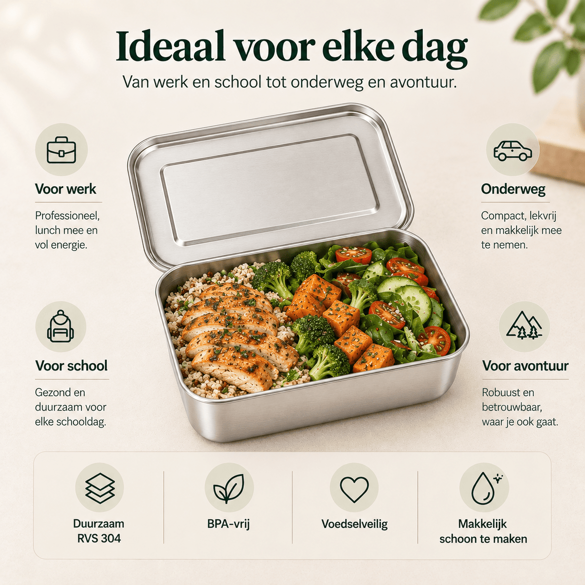 RVS Lunchbox 1400ml - My Green Deal
