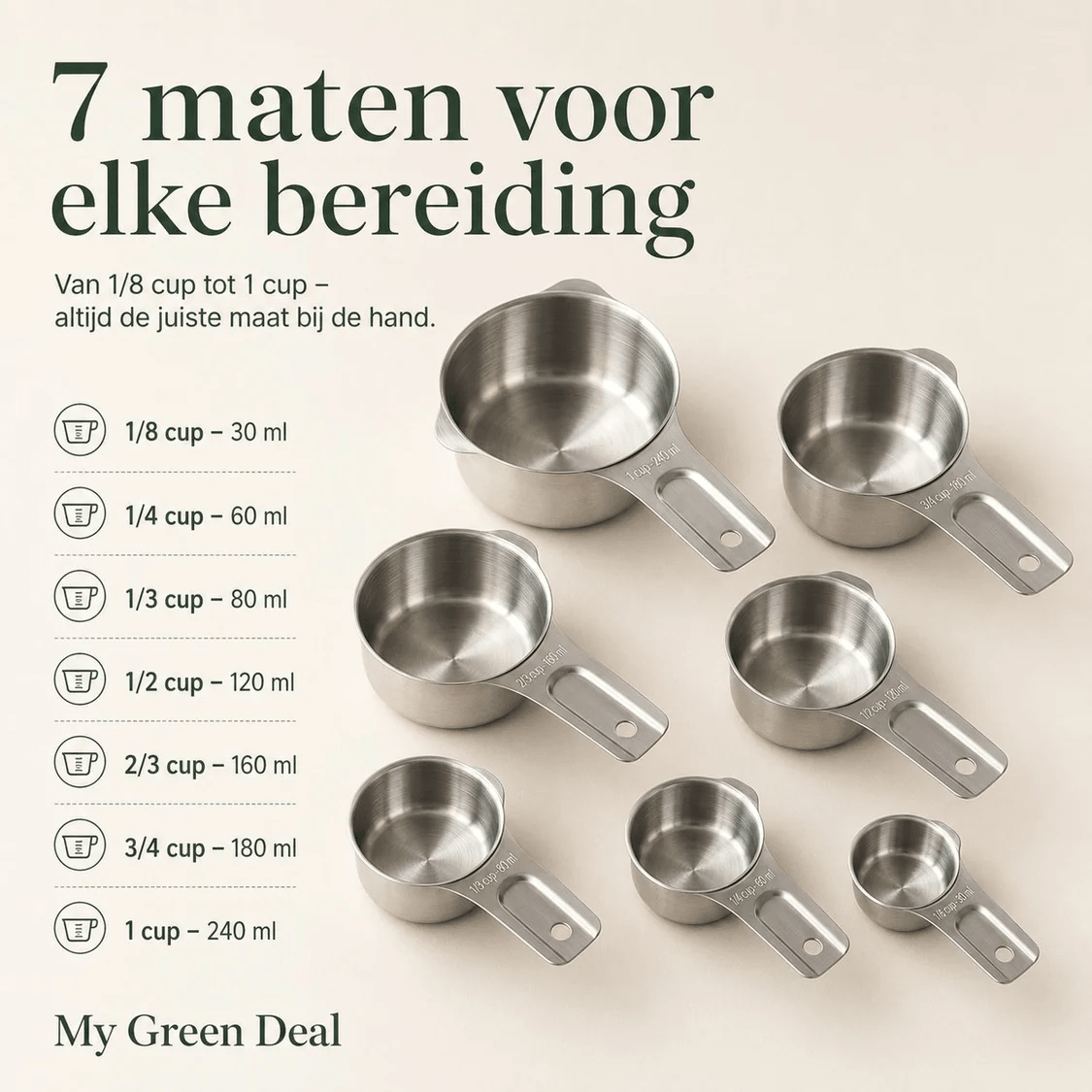 RVS Maatbeker, Zeef & Trechter Set – 16-delig - My Green Deal