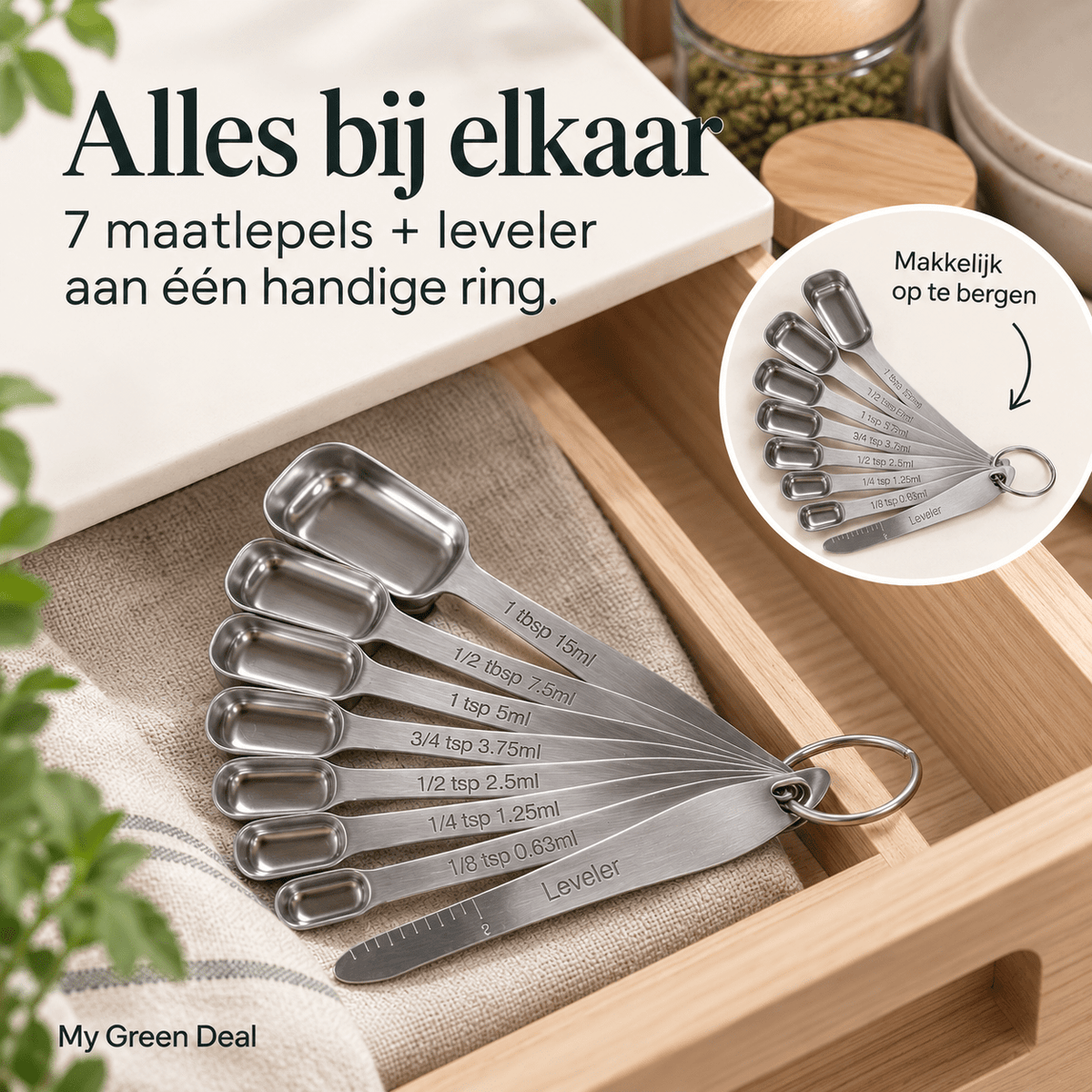 RVS Maatlepels Set 8-delig - My Green Deal