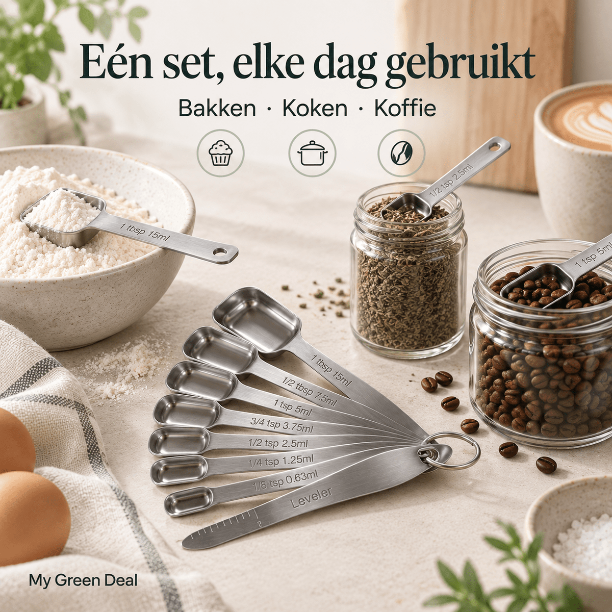 RVS Maatlepels Set 8-delig - My Green Deal