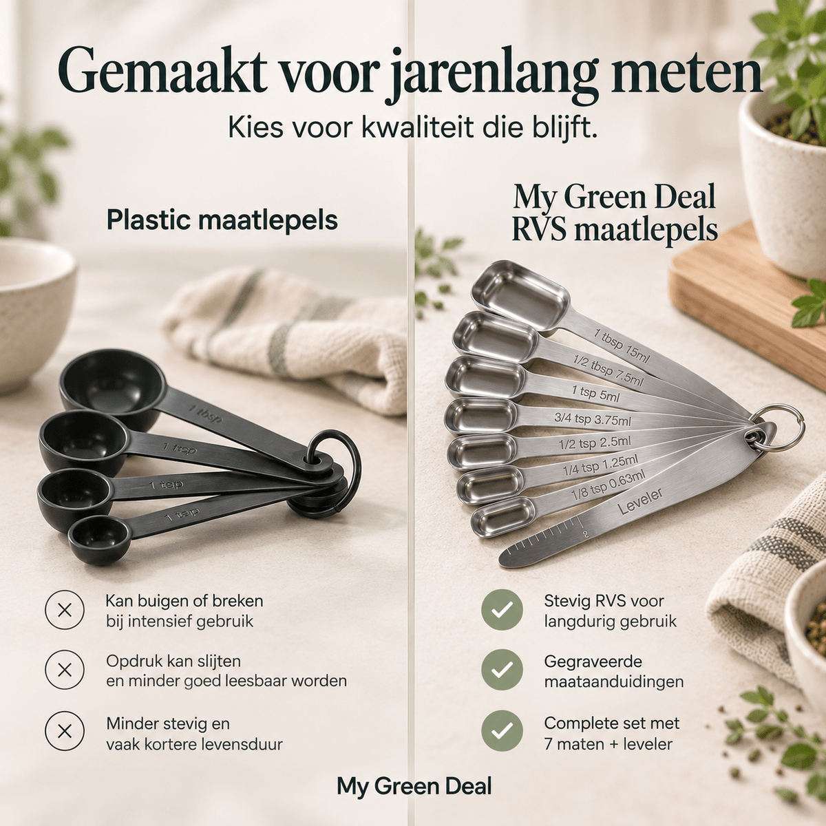 RVS Maatlepels Set 8-delig - My Green Deal