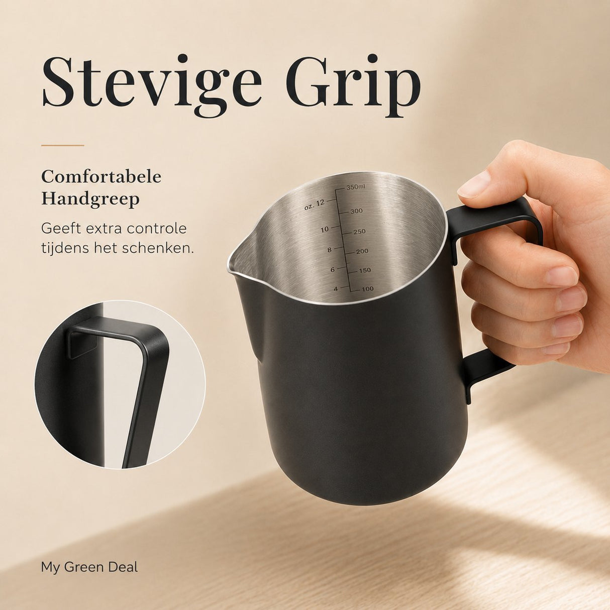 RVS Melkkan Zwart 350ml – Barista Pitcher - My Green Deal
