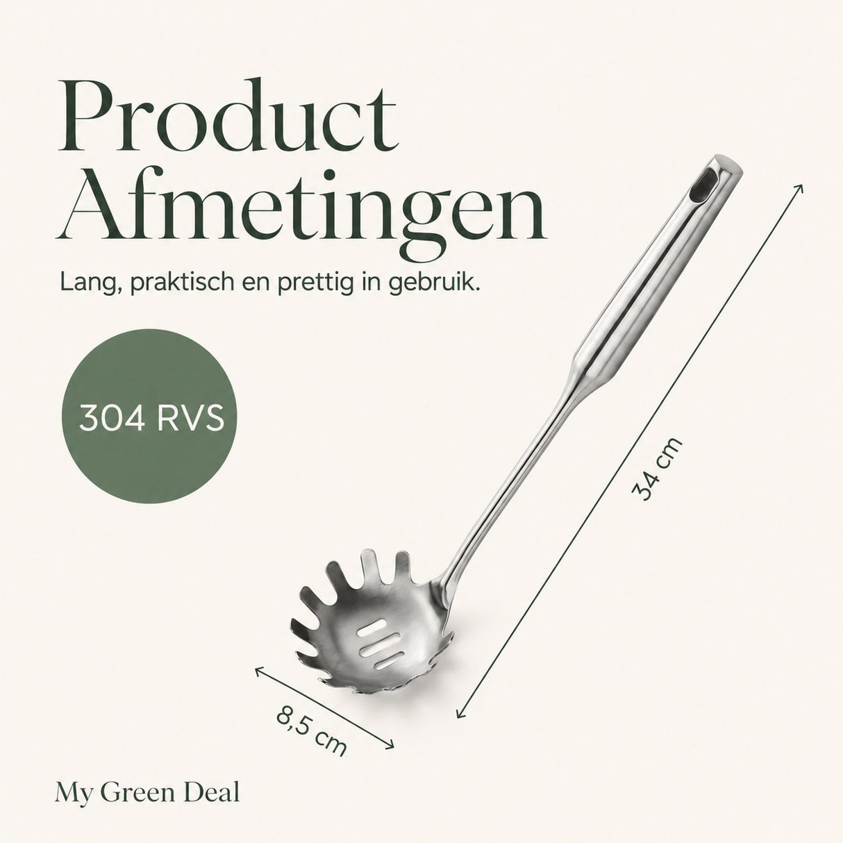 RVS Pastalepel 34 cm - My Green Deal