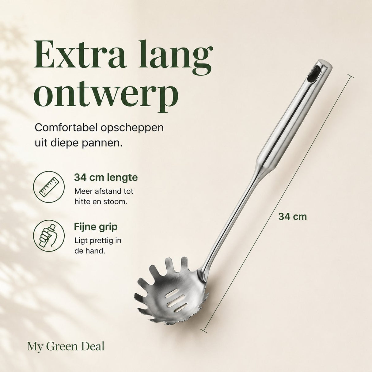 RVS Pastalepel 34 cm - My Green Deal