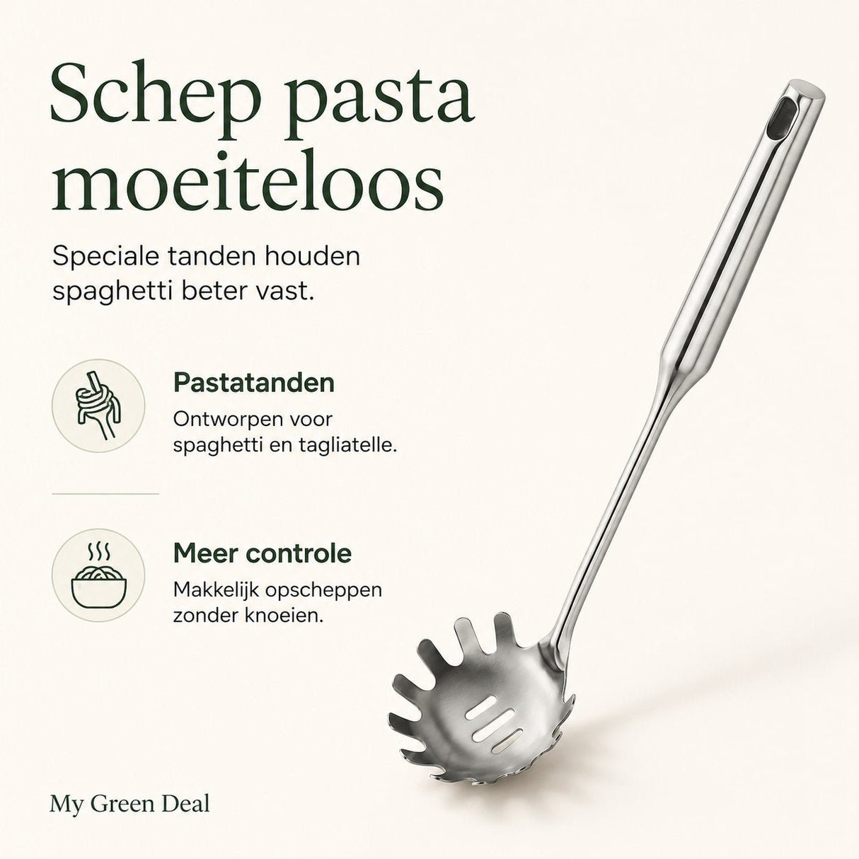 RVS Pastalepel 34 cm - My Green Deal