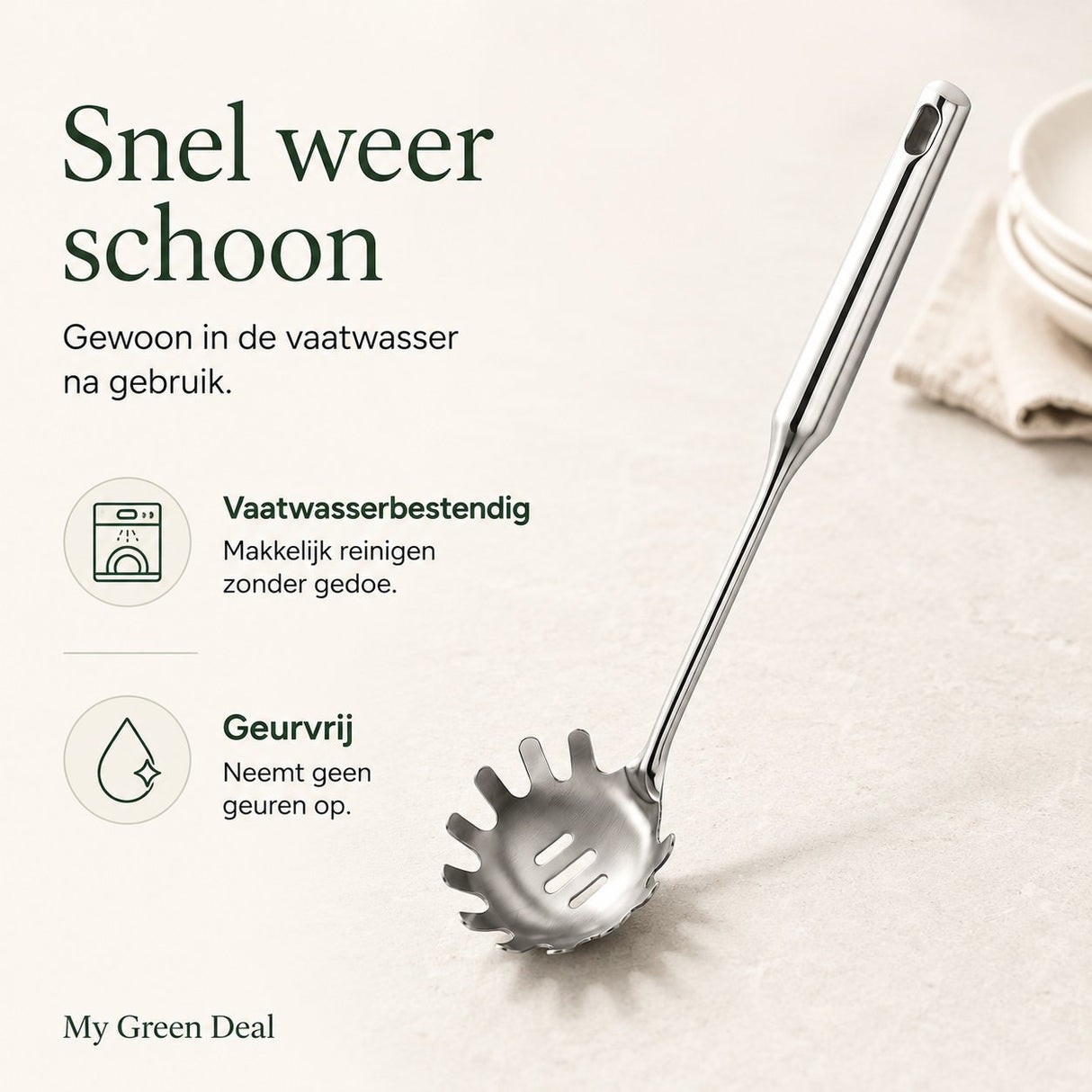 RVS Pastalepel 34 cm - My Green Deal
