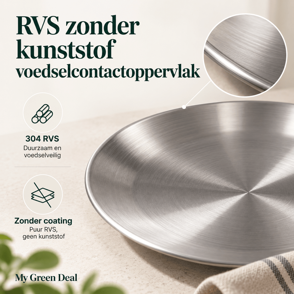 RVS bord enkelwandig 21,5cm - My Green Deal