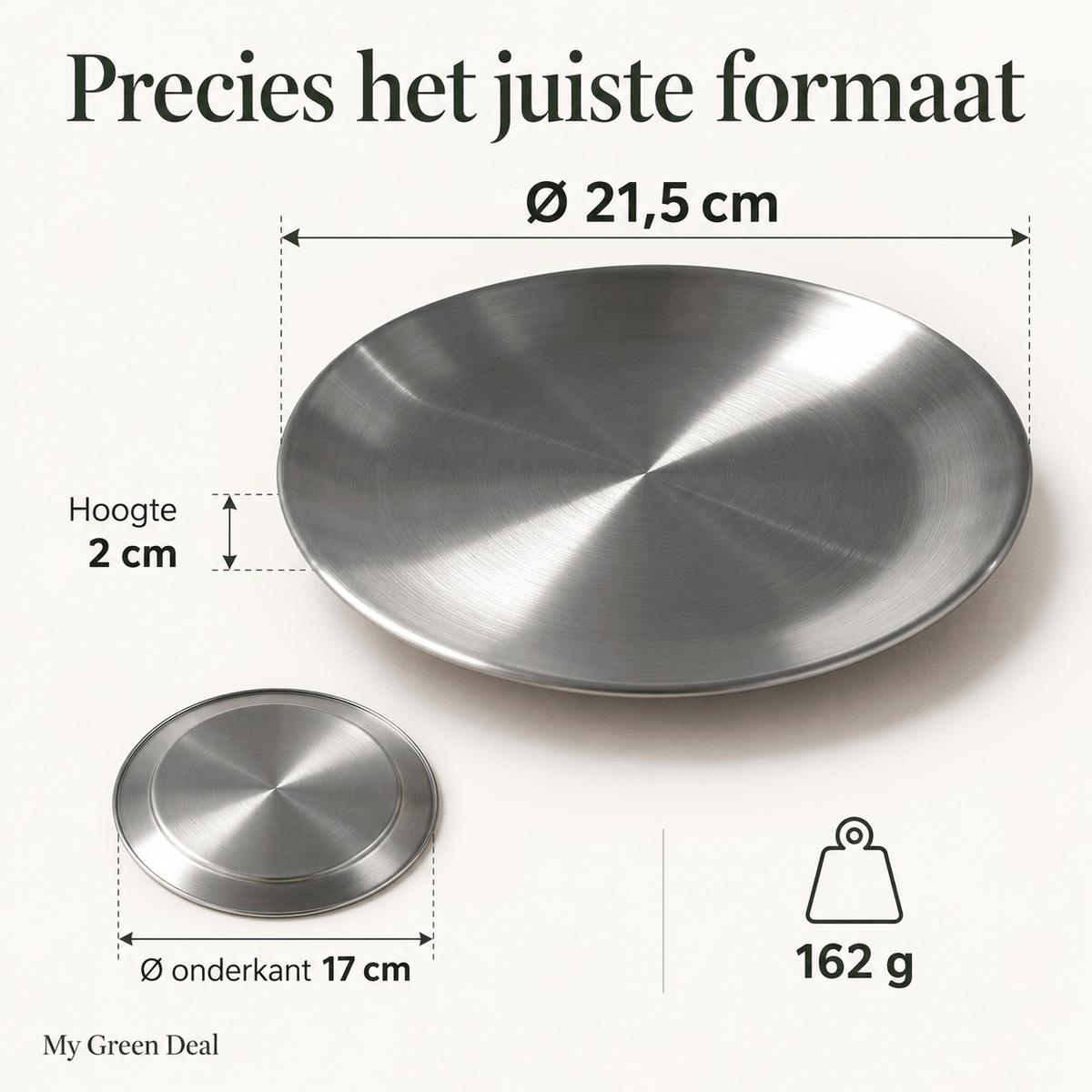 RVS bord enkelwandig 21,5cm - My Green Deal