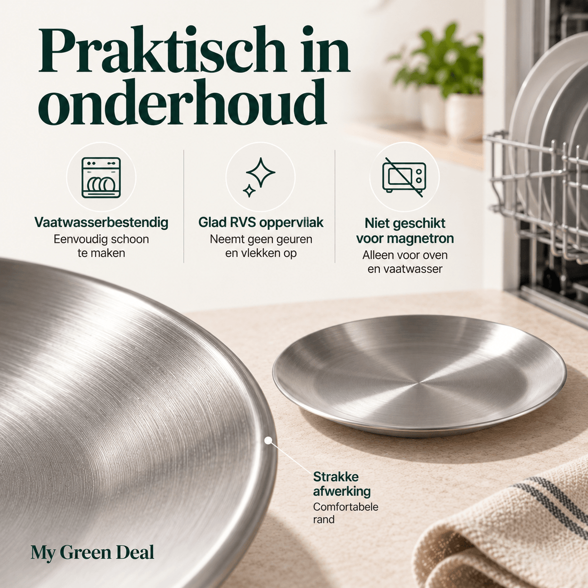 RVS bord enkelwandig 21,5cm - My Green Deal