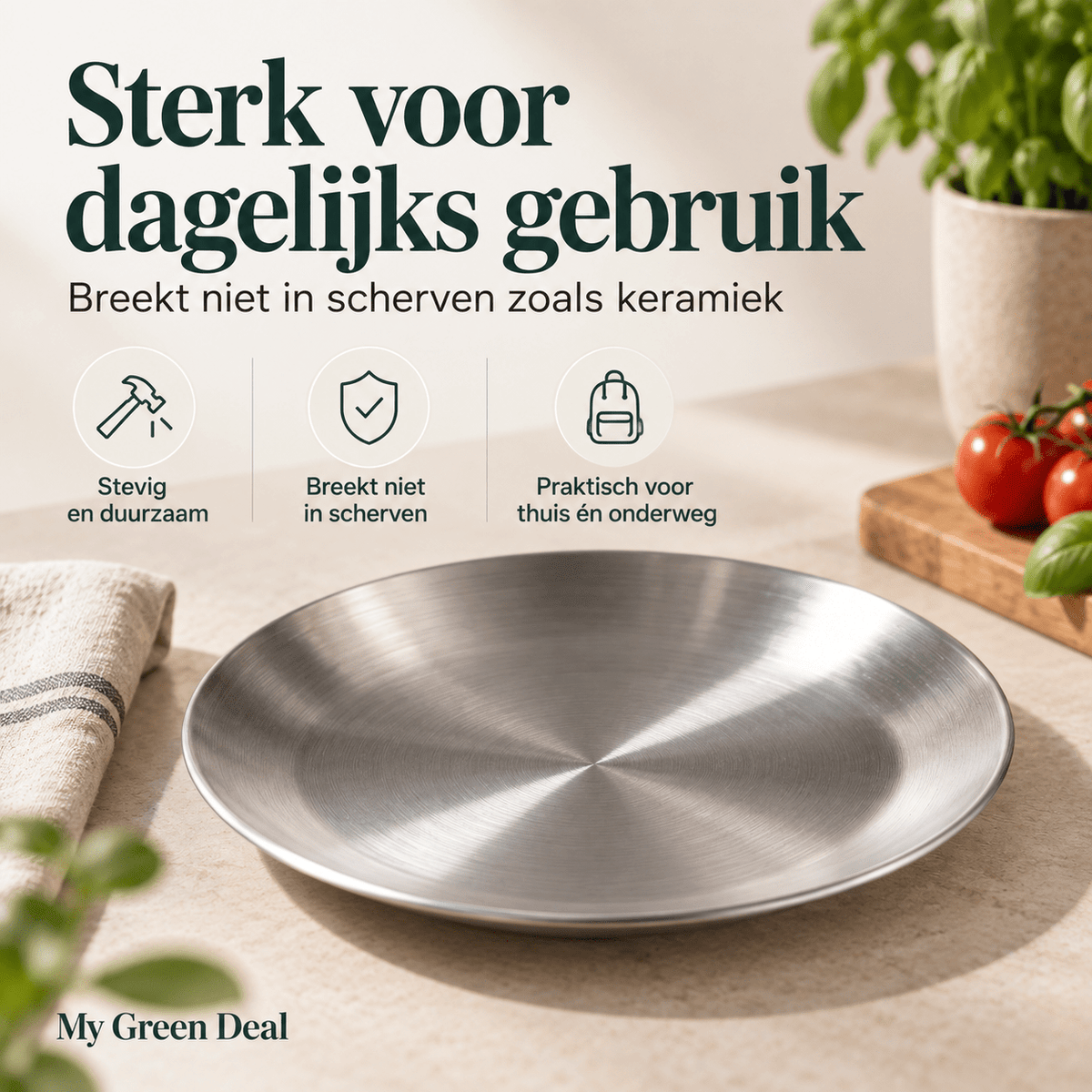 RVS bord enkelwandig 21,5cm - My Green Deal