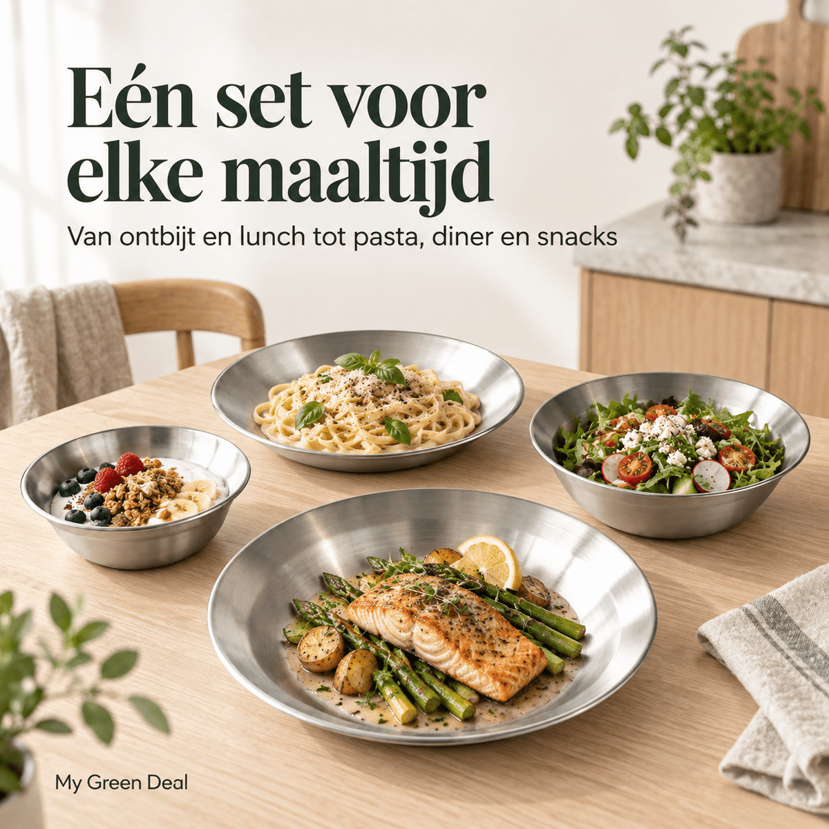 RVS serviesset enkelwandig - My Green Deal
