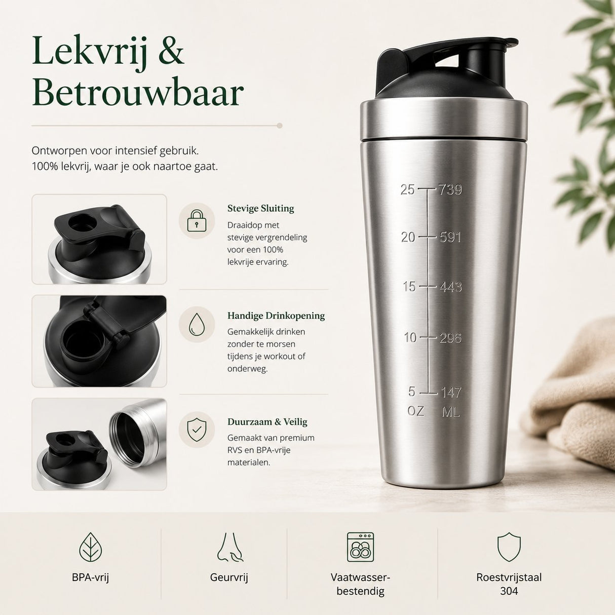 RVS Shakebeker 800ml - My Green Deal