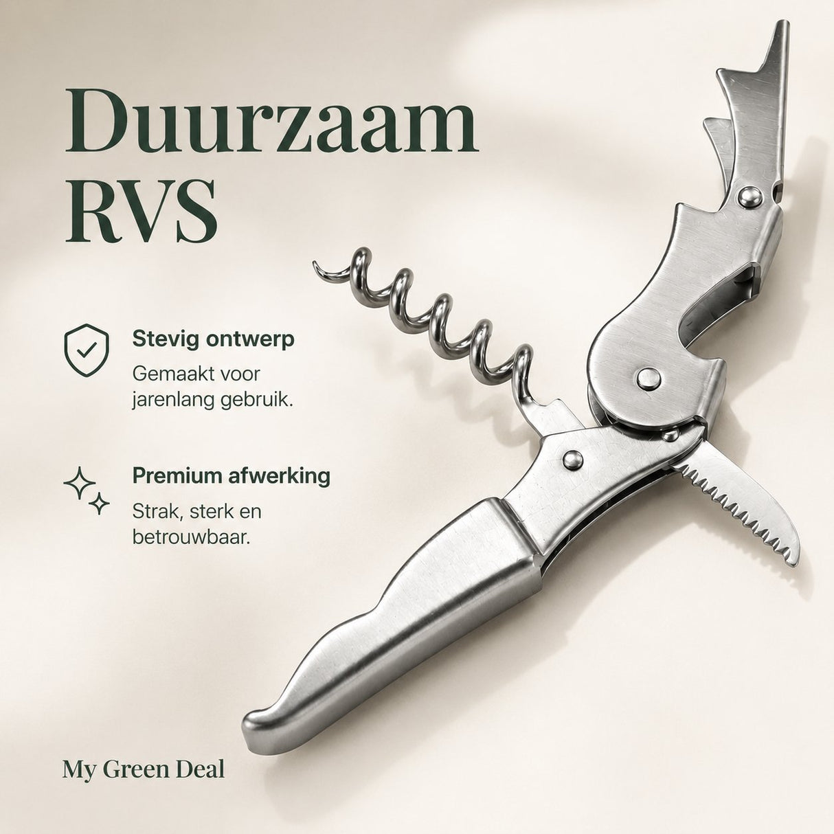 RVS sommelier kurkentrekker
