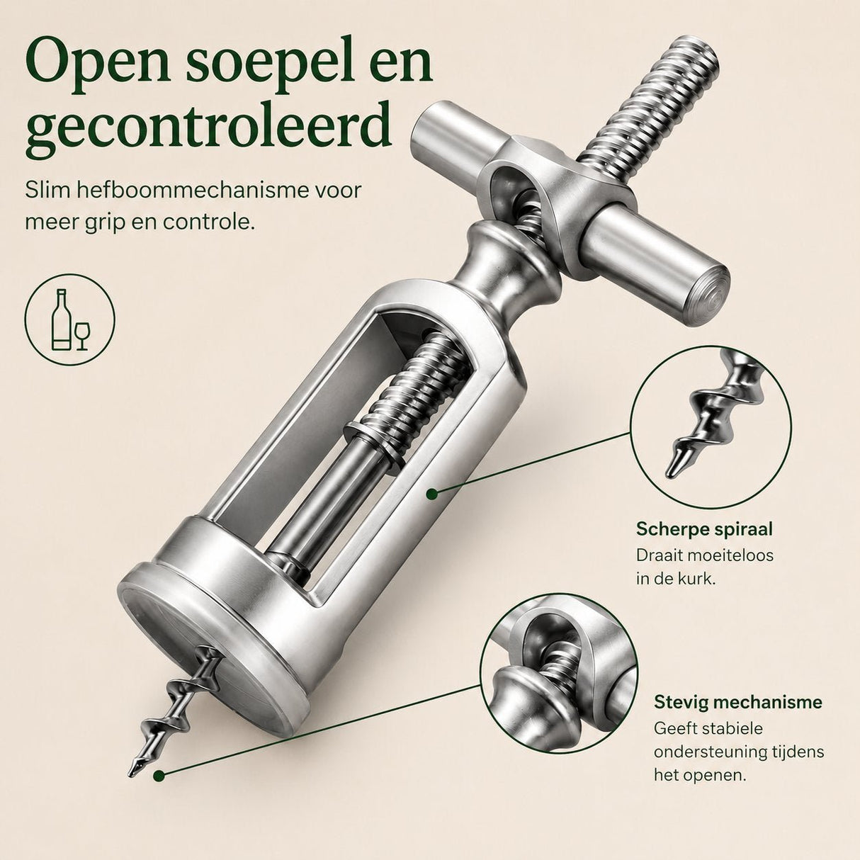 RVS Luxe Wijnopener - My Green Deal