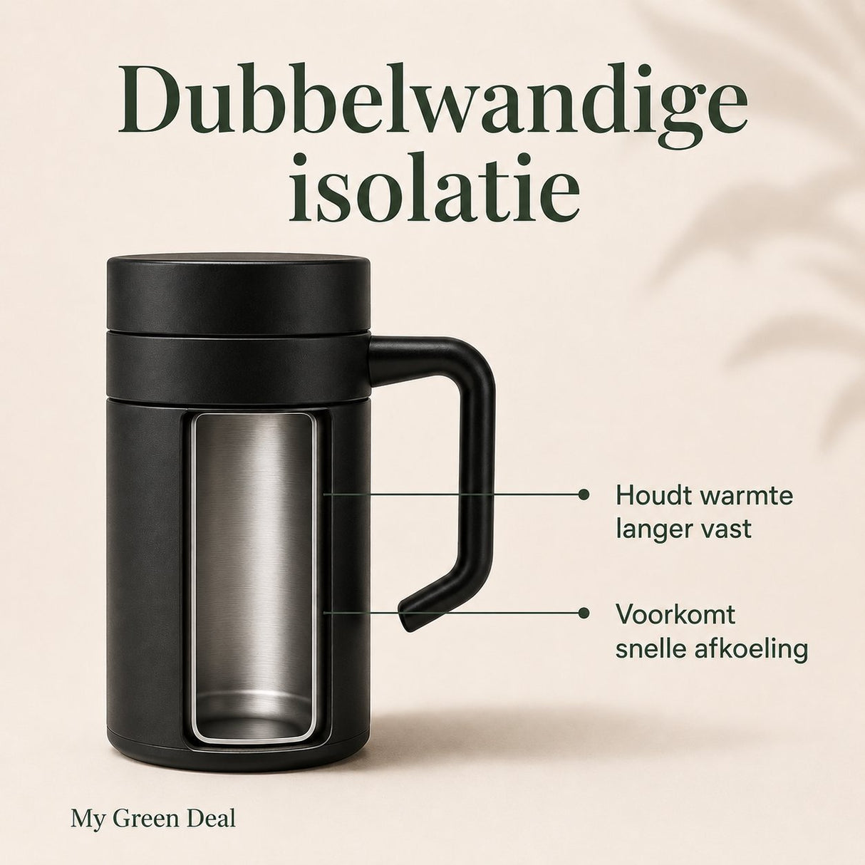 RVS koffiebeker to go 400ml Zwart - My Green Deal