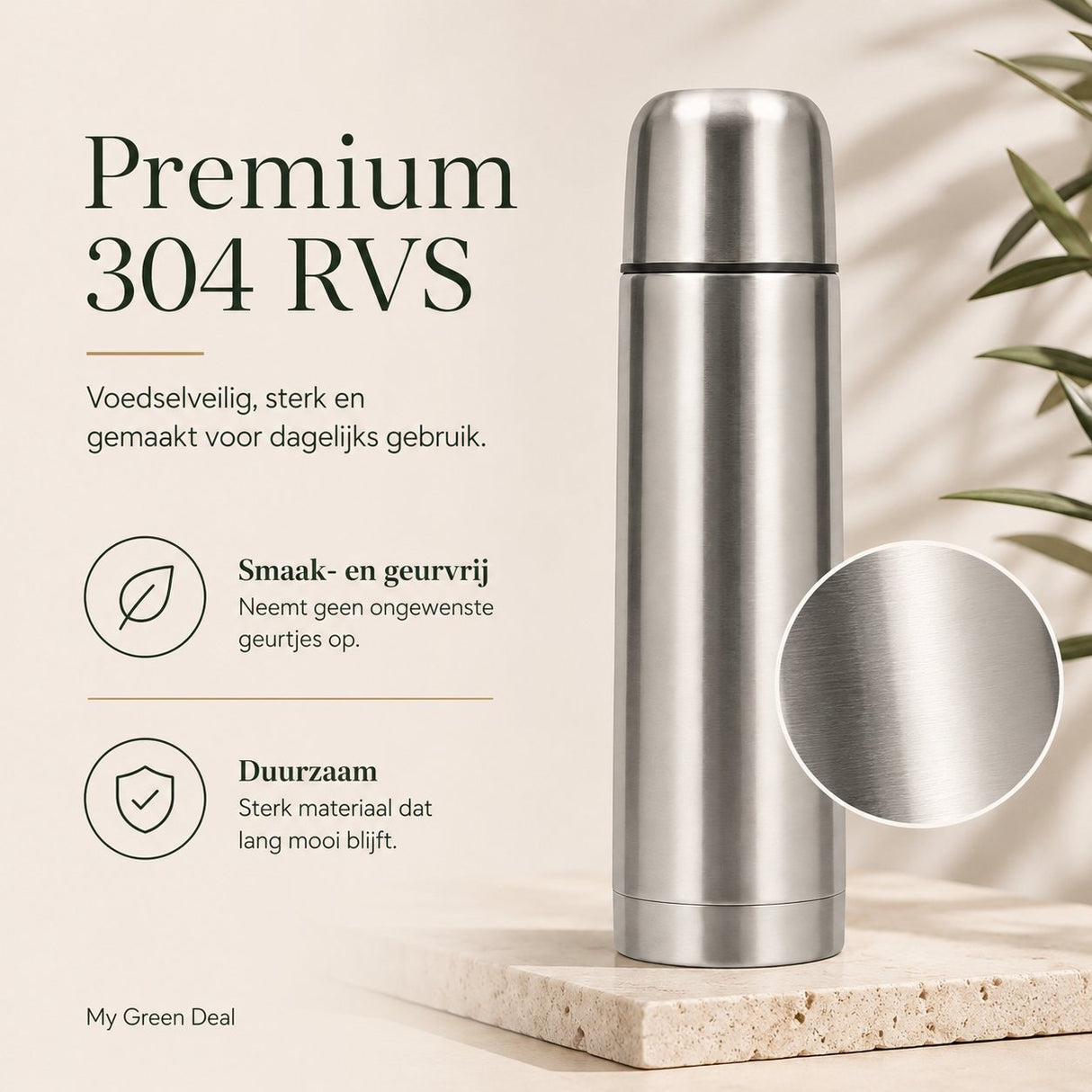 RVS Thermosfles (dubbelwandig) 500ml - My Green Deal