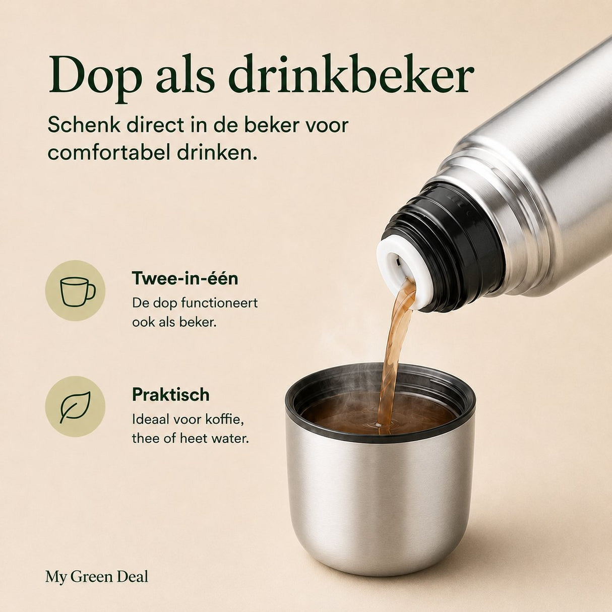 RVS Thermosfles (dubbelwandig) 1000ml - My Green Deal