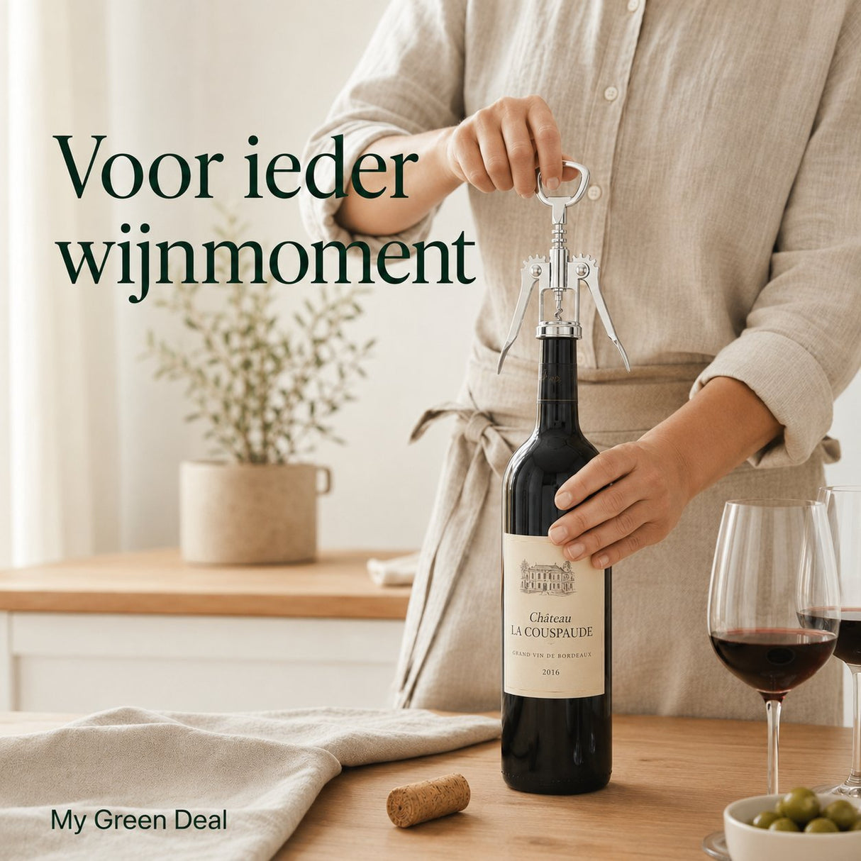 RVS Kurkentrekker & Flessenopener – 2-in-1 - My Green Deal