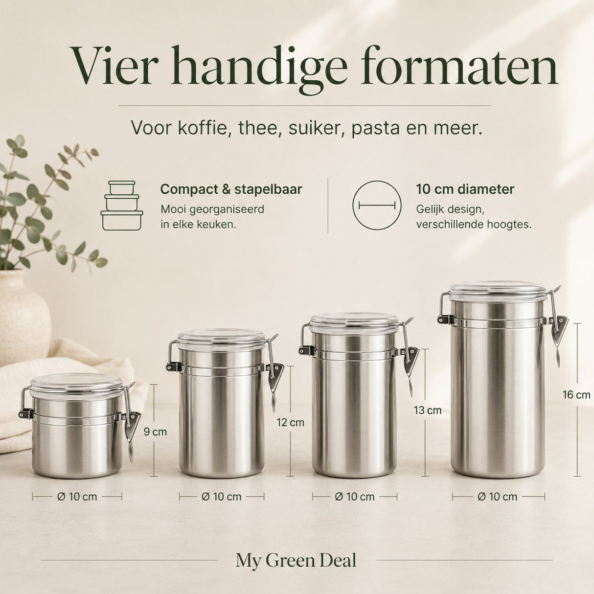 RVS Voorraadbussen Set – 4 stuks - My Green Deal