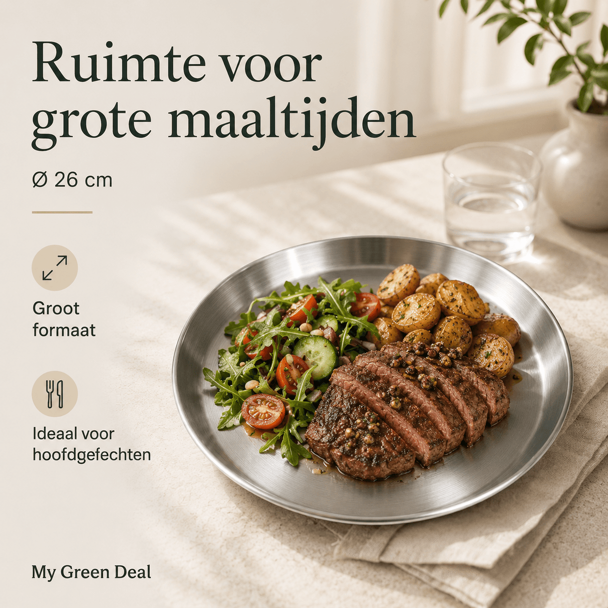 Luxe Grote RVS Borden Set (4-delig) - 26cm - My Green Deal