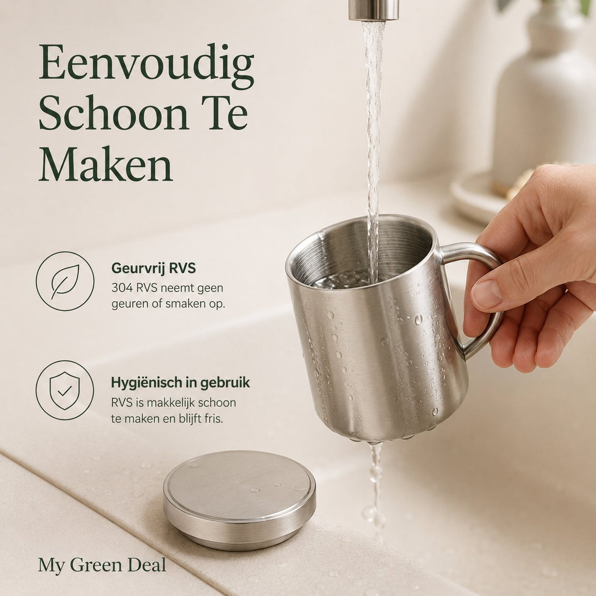 RVS isolerende Mok met Deksel – 220ml - My Green Deal