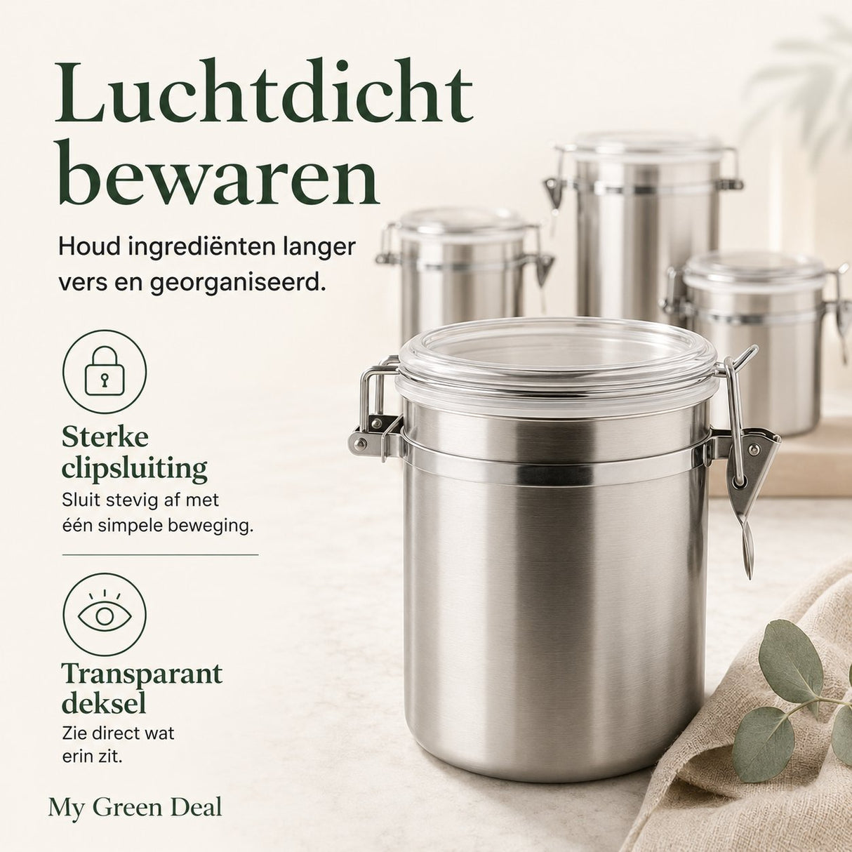 RVS Voorraadbussen Set – 4 stuks - My Green Deal