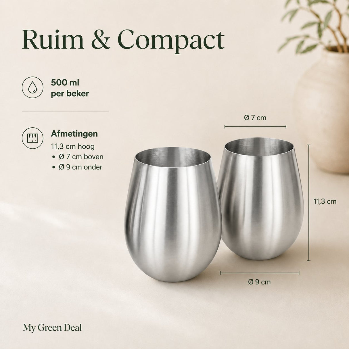 RVS Tumbler – Drinkbeker voor Wijn & Cocktails - My Green Deal