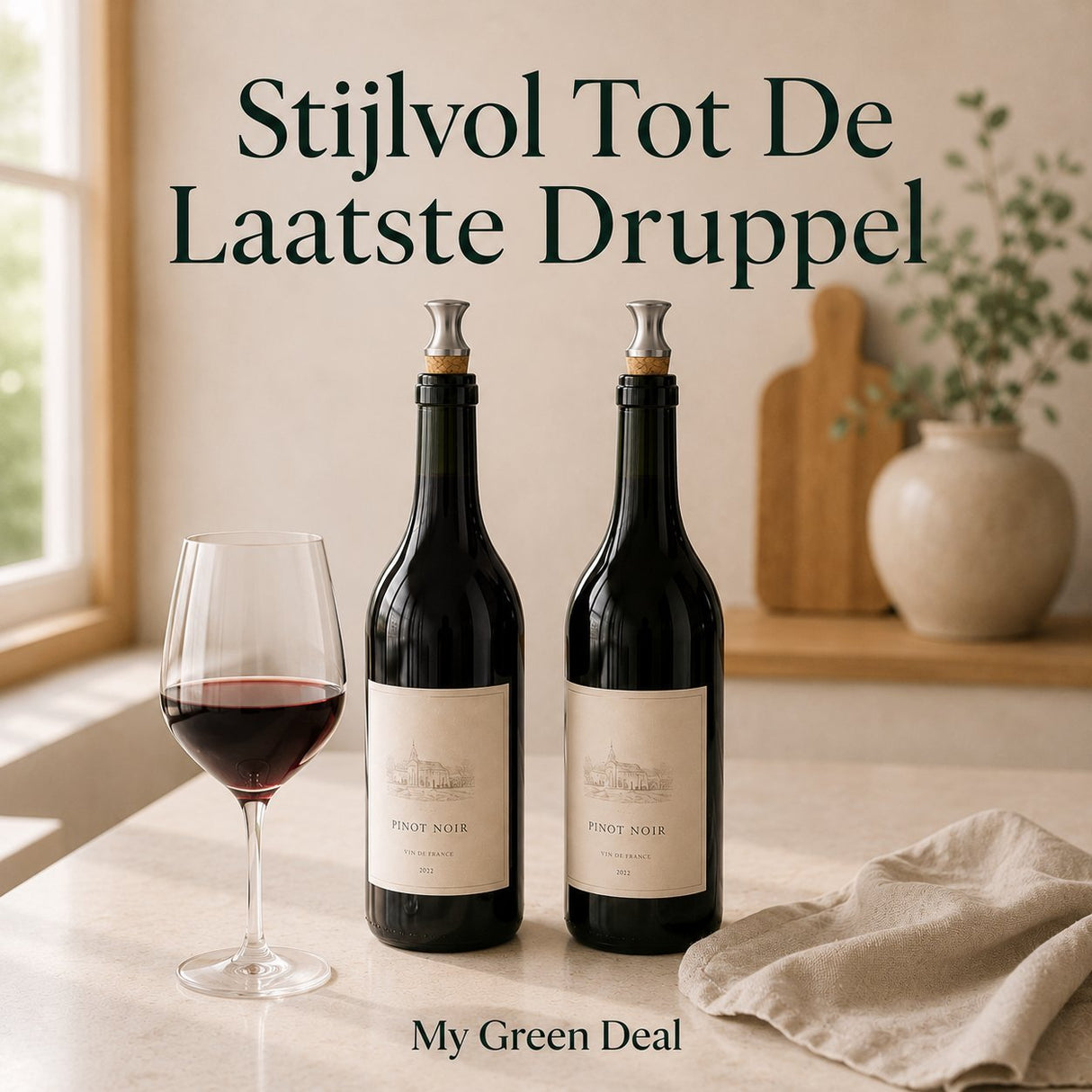 RVS Wijnstopper Vacuum met Kurk - My Green Deal