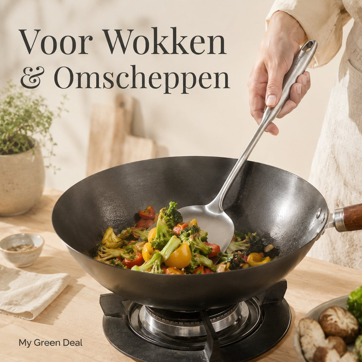 RVS Wokspatel 38 cm - My Green Deal
