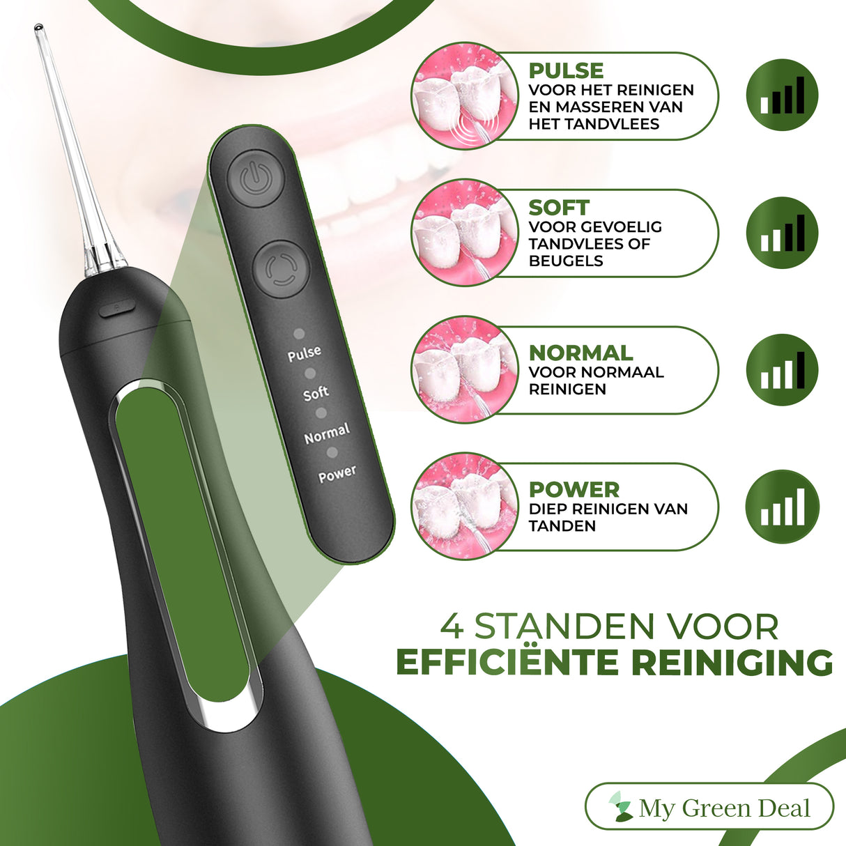 My Green Deal – Premium Waterflosser Draadloos Zwart - My Green Deal