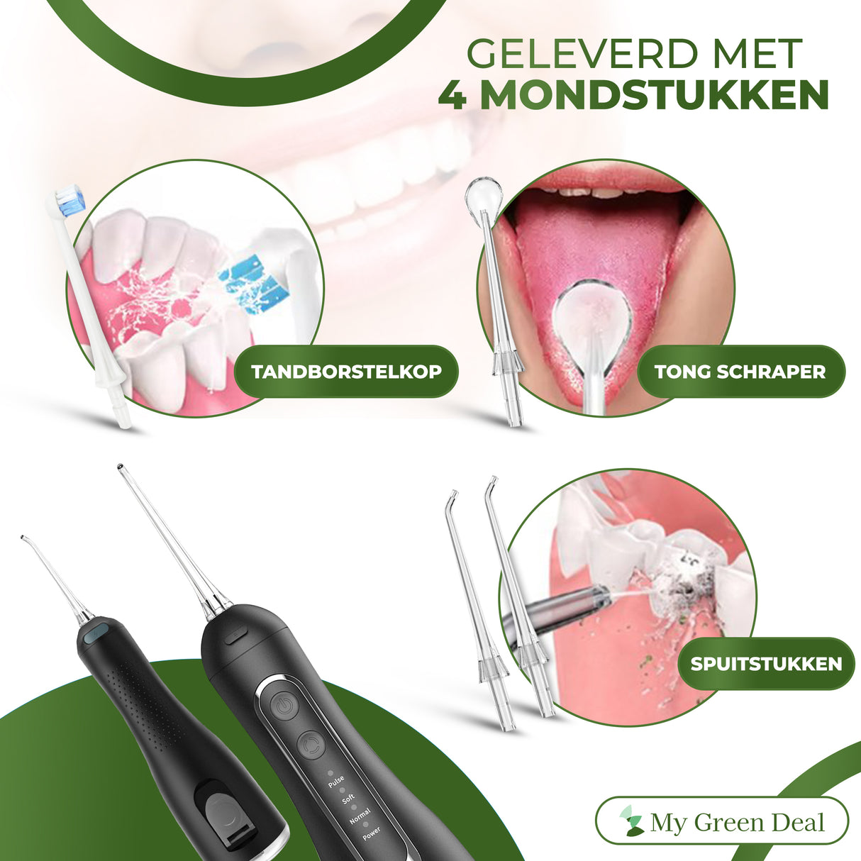My Green Deal – Premium Waterflosser Draadloos Zwart - My Green Deal