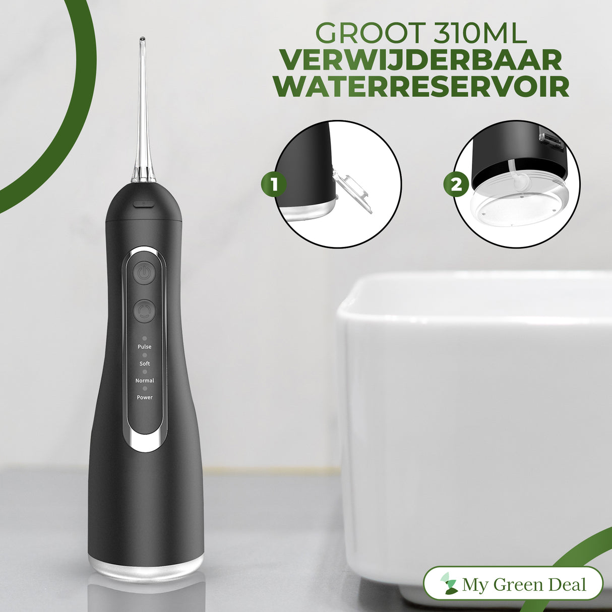 My Green Deal – Premium Waterflosser Draadloos Zwart - My Green Deal