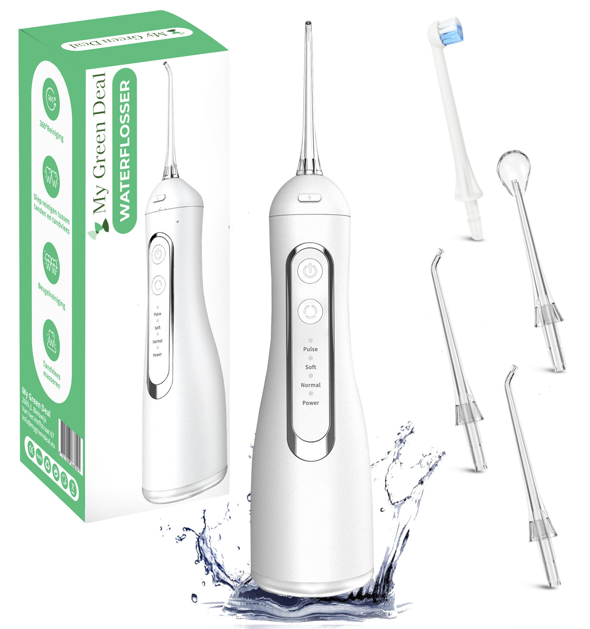 My Green Deal – Premium Waterflosser Draadloos Wit - My Green Deal