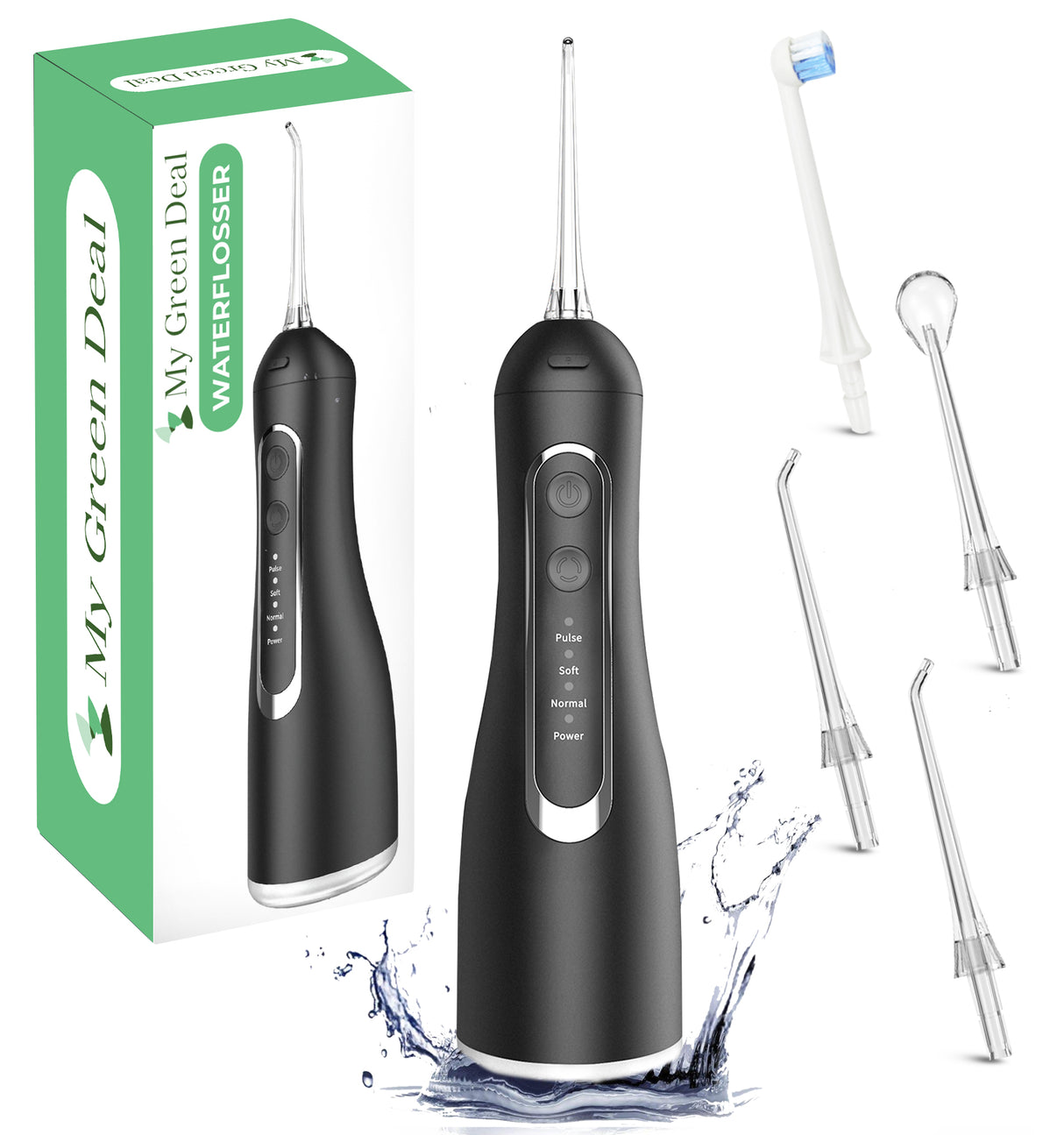 My Green Deal – Premium Waterflosser Draadloos Zwart - My Green Deal