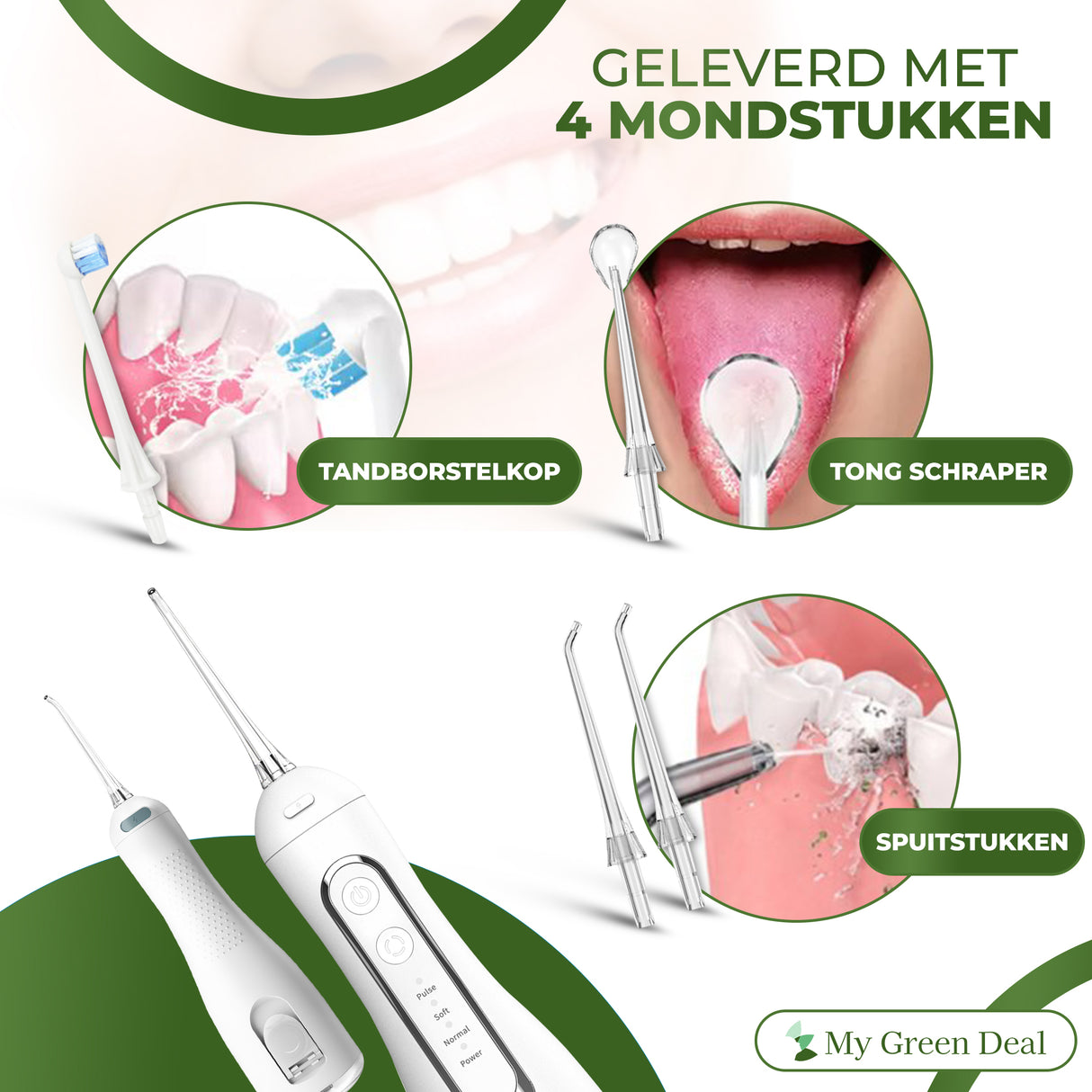 My Green Deal – Premium Waterflosser Draadloos Wit - My Green Deal