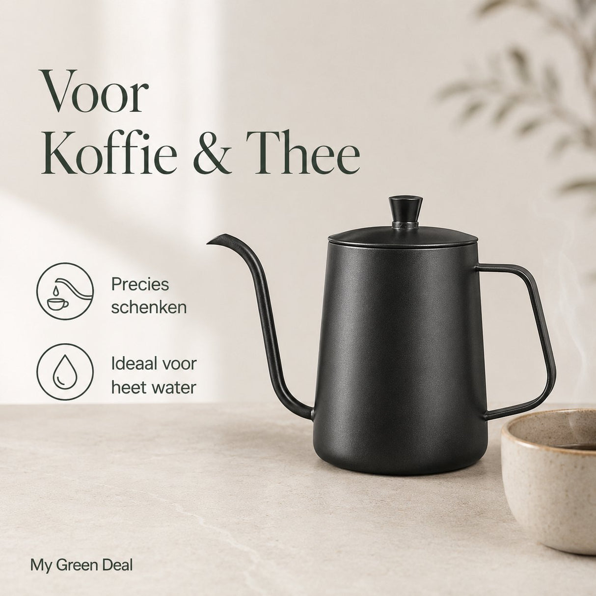 RVS koffiepot / Theepot Zwart 600ml - My Green Deal