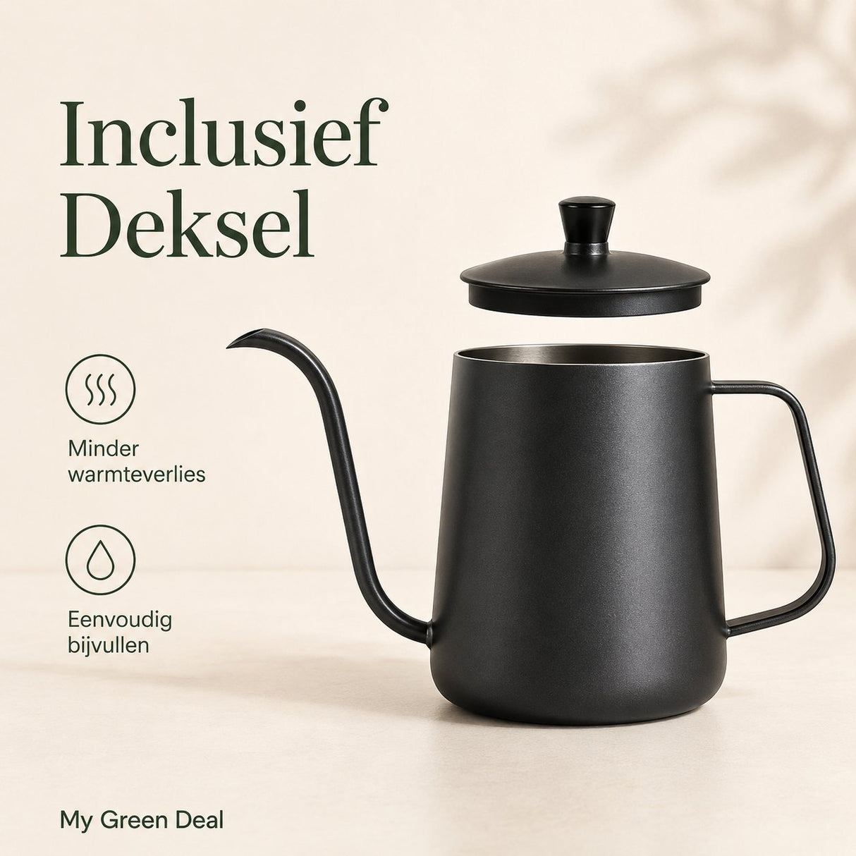 RVS koffiepot / Theepot Zwart 600ml - My Green Deal