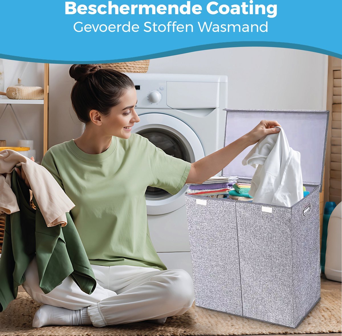 Retourdeal - My Green Deal - Wasmand 3 vakken - 140 Liter - My Green Deal