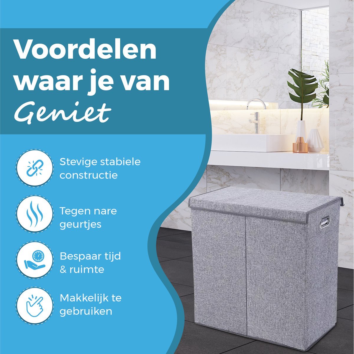 Retourdeal - My Green Deal - Wasmand 3 vakken - 140 Liter - My Green Deal