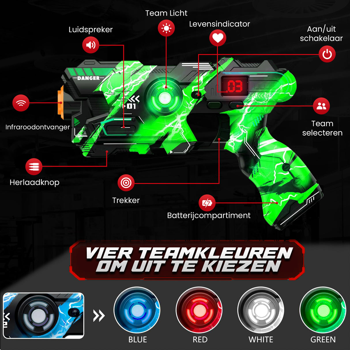 lasergame set 4 stuks