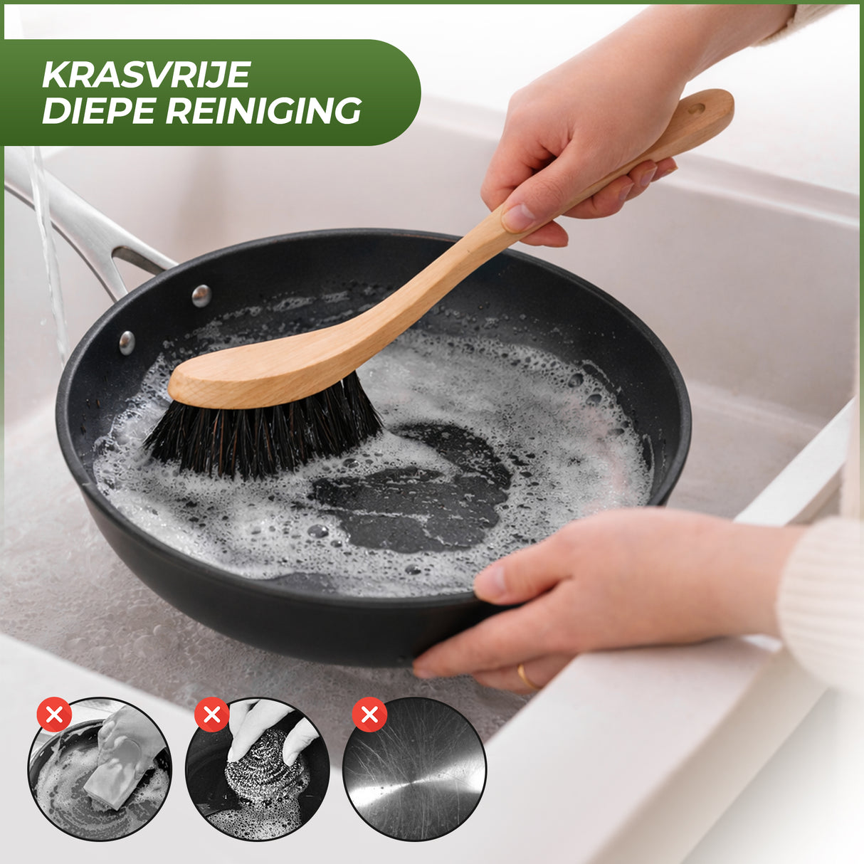Houten Afwasborstel met Paardenhaar - My Green Deal