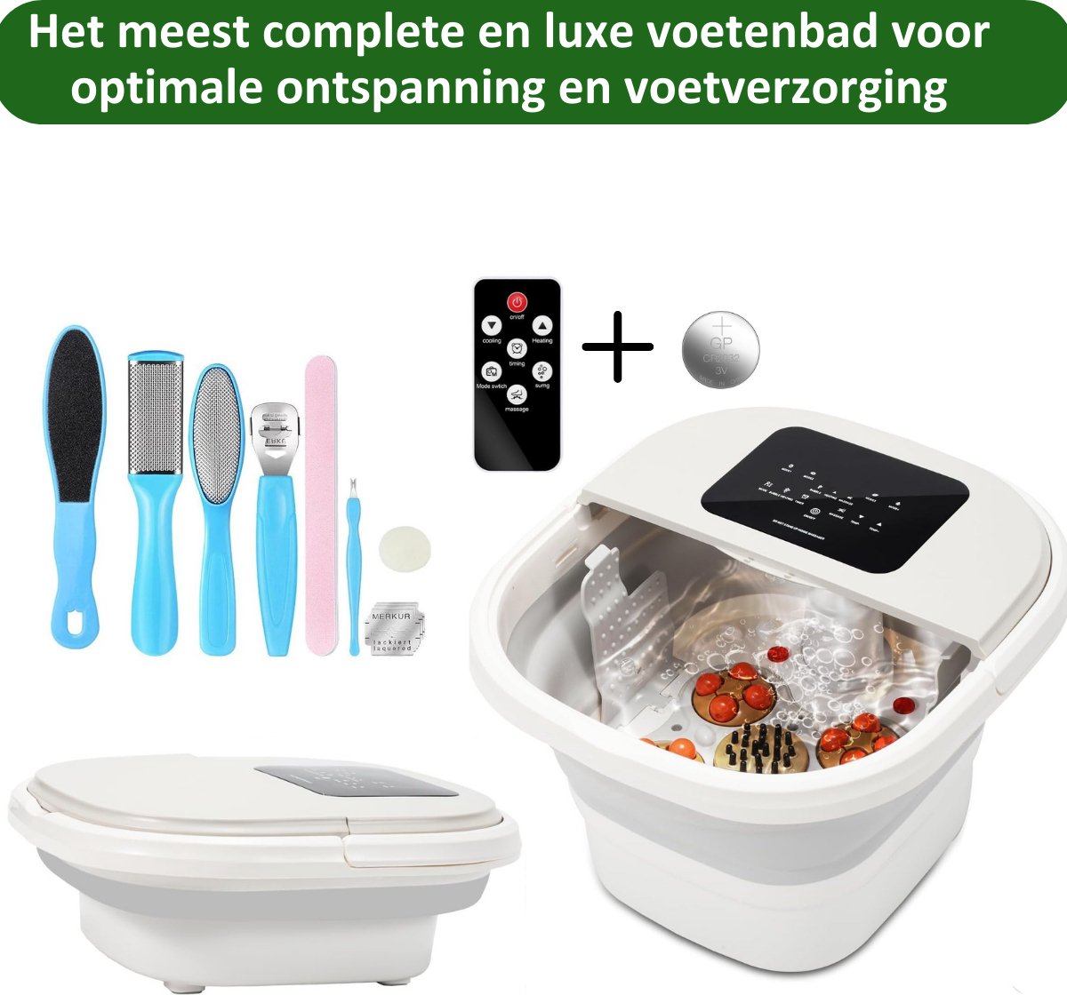 My Green Deal - Voetenbad met Massage Elektrisch - 10L- Automatische Massage - Voetzorg - Voetmassage - Voetbad met Massage - inclusief Pedicureset - inklapbaar image 9