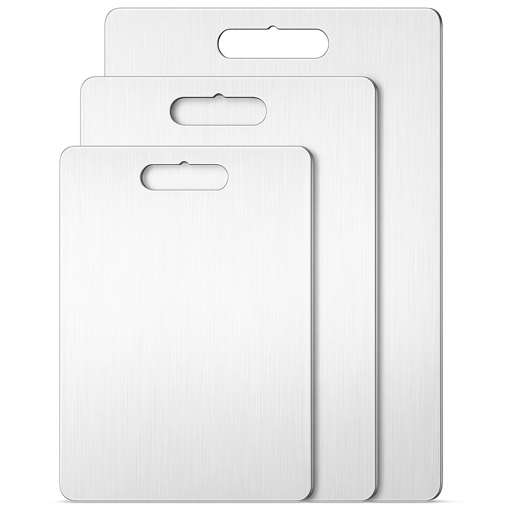 My Green Deal – RVS Snijplanken (Set van 3) – Hygiënische Keukenplank / Duurzaam Hakblok