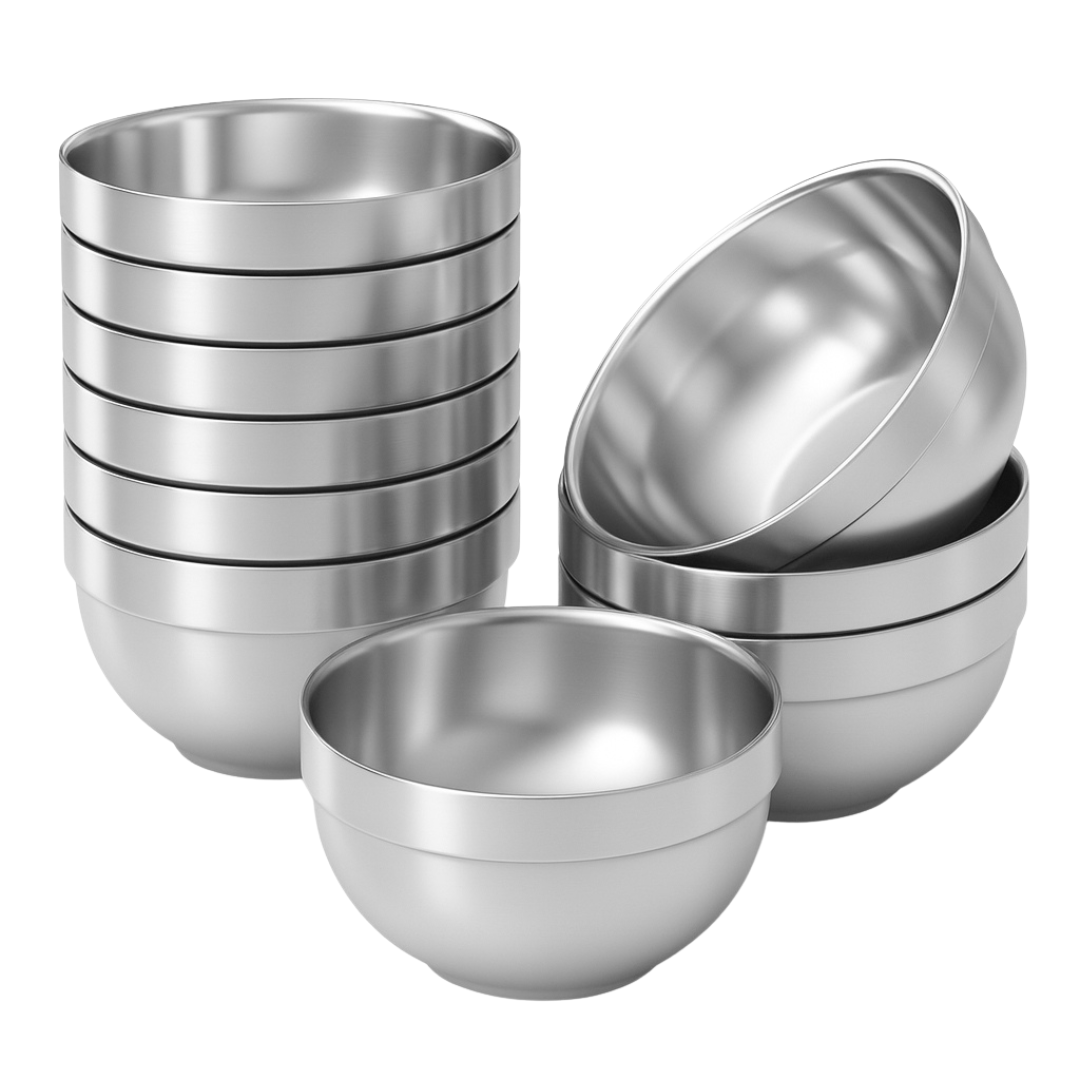 RVS Kommen Set – 10 stuks