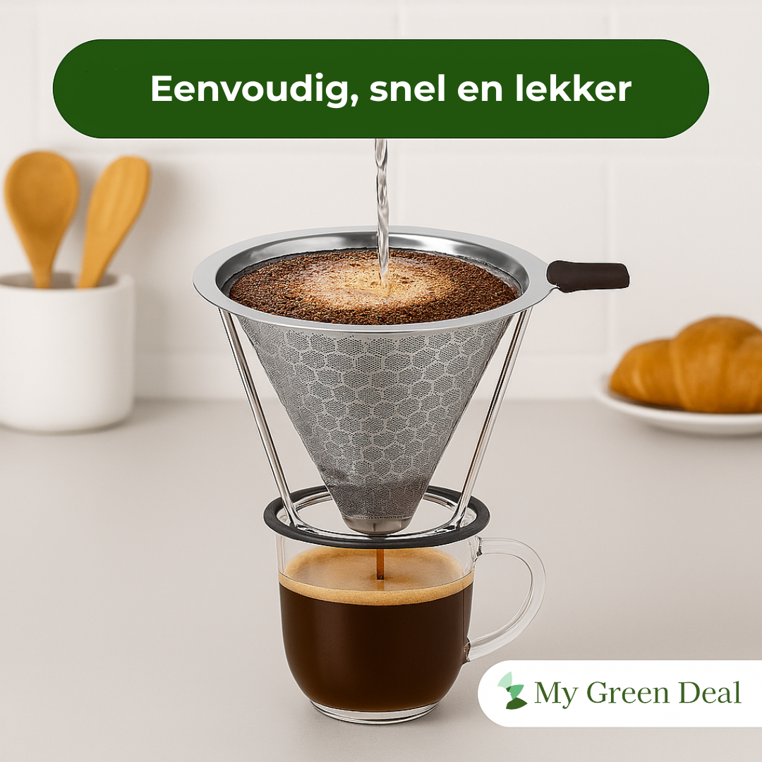My Green Deal – RVS Koffiefilter – Herbruikbare Koffiefilterhouder – Duurzaam Koffiezetfilter – Koffiefilter Herbruikbaar