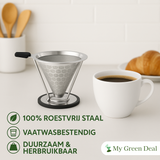 My Green Deal – RVS Koffiefilter – Herbruikbare Koffiefilterhouder – Duurzaam Koffiezetfilter – Koffiefilter Herbruikbaar