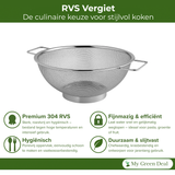 My Green Deal – RVS Vergiet – Roestvrijstalen Keukenzeef met Handgrepen – Duurzaam Vergiet voor Pasta, Groenten & Fruit