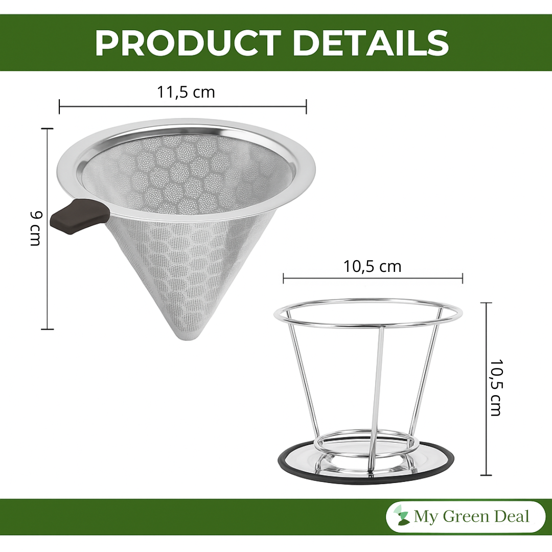 My Green Deal – RVS Koffiefilter – Herbruikbare Koffiefilterhouder – Duurzaam Koffiezetfilter – Koffiefilter Herbruikbaar